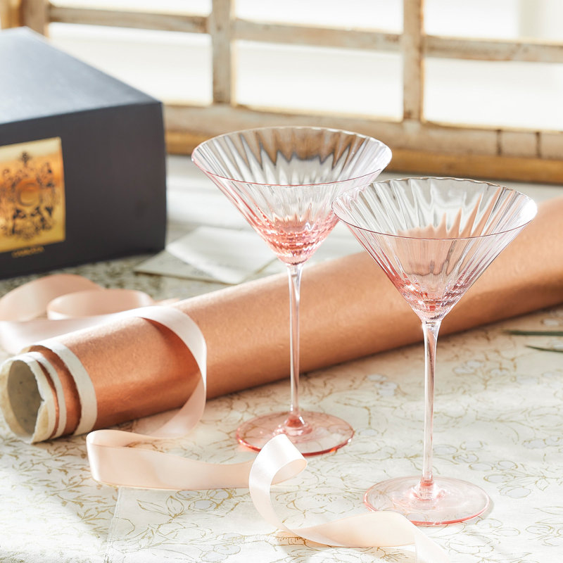 Quinn Handmade Crystal Martini Glass, Rose