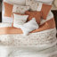 Courtepointe 6 pièces en coton, grand / grand, corail, avec coussins décoratifs-119105643-119105641