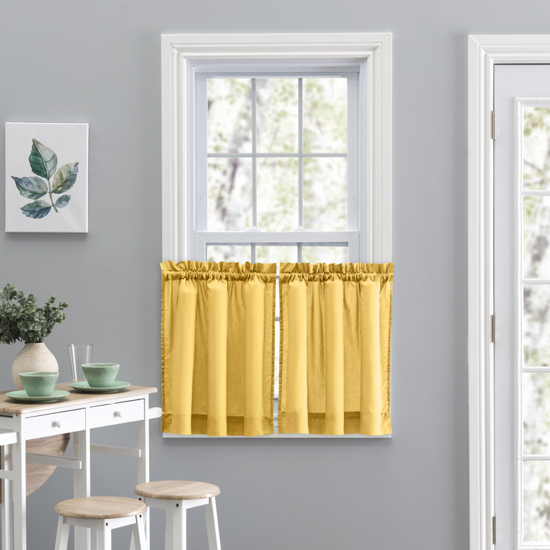 Ensemble de deux rideaux de couleur café unie sur mesure de 56 po Ellis, Jaune, l 56 po x L 36 po