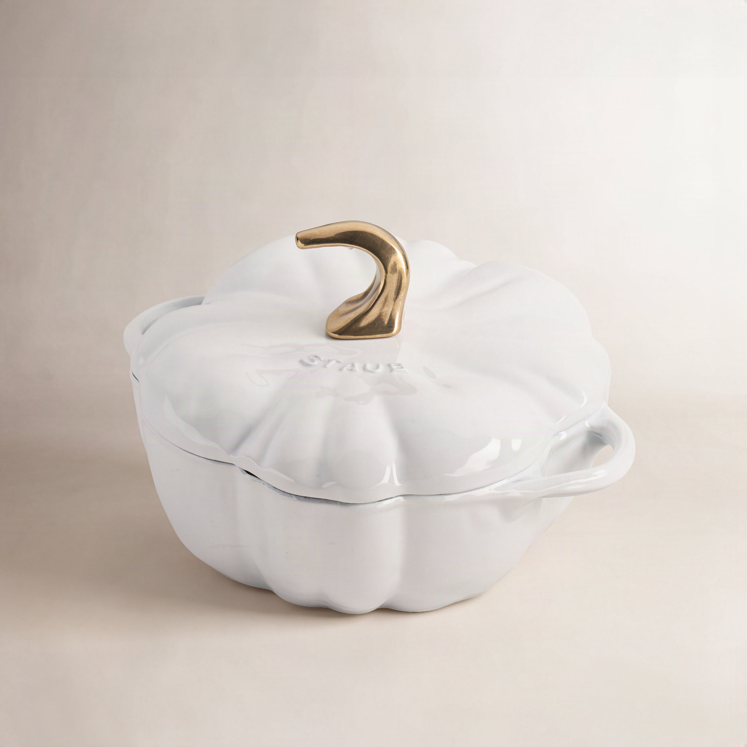 Enameled Cast Iron Pumpkin Dutch Oven, White