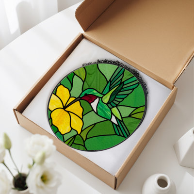 Panneau de vitrail 12 "Hummingbird Flower