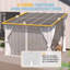 Pergola blanche avec toit rigide et abri de jardin avec rideaux et moustiquaire-123829697