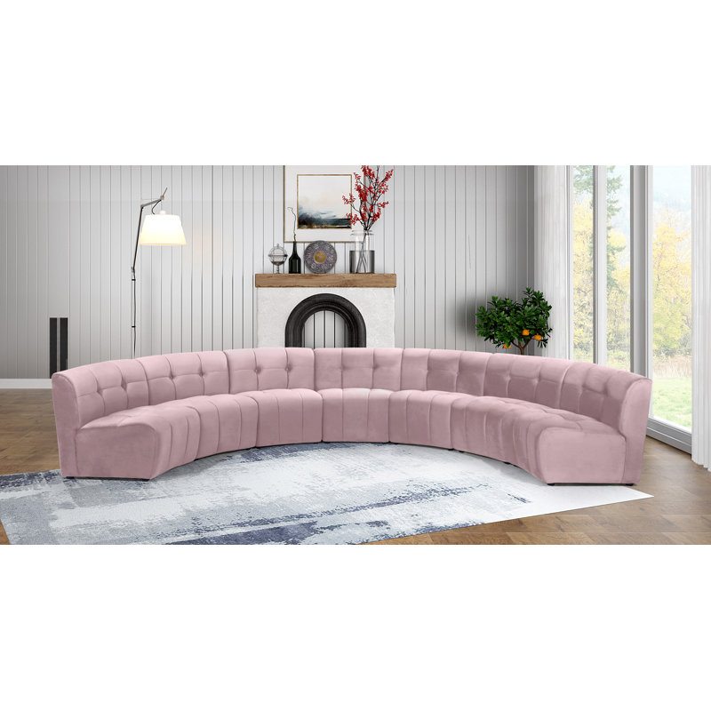 Jedson Velvet Sectional Symmetrical, Pink Velvet
