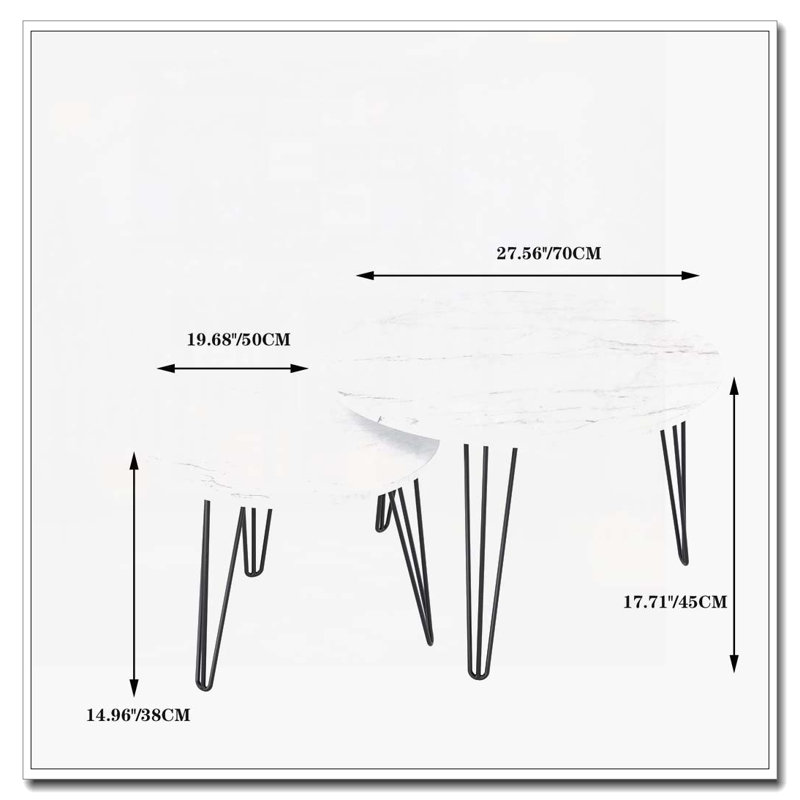 Ensemble de tables basses Nesting, Blanc, Imitation marbre