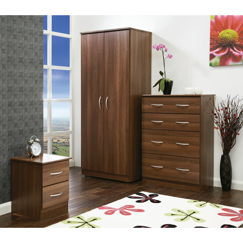Tabatha 39.5cm W Manufactured Wood Bedside Table, Walnut