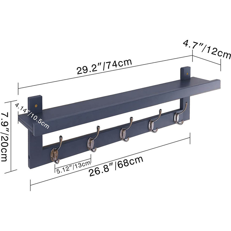 Wall 5 - Hook Coat Rack, Grey