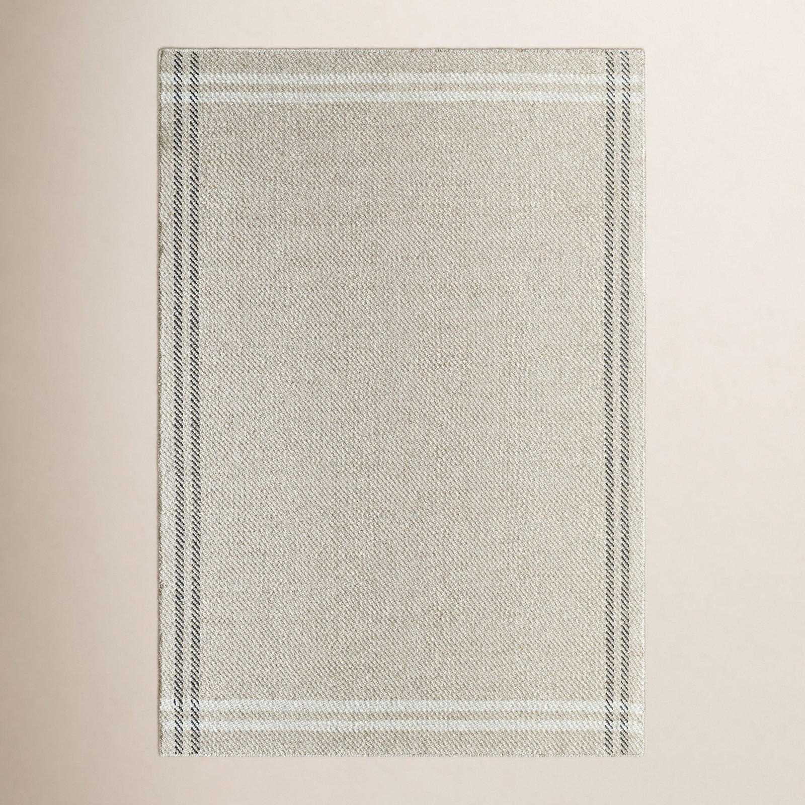 Lavande Wool Area Rug in Ivory/Black/Beige, Rectangle 8' x 10'