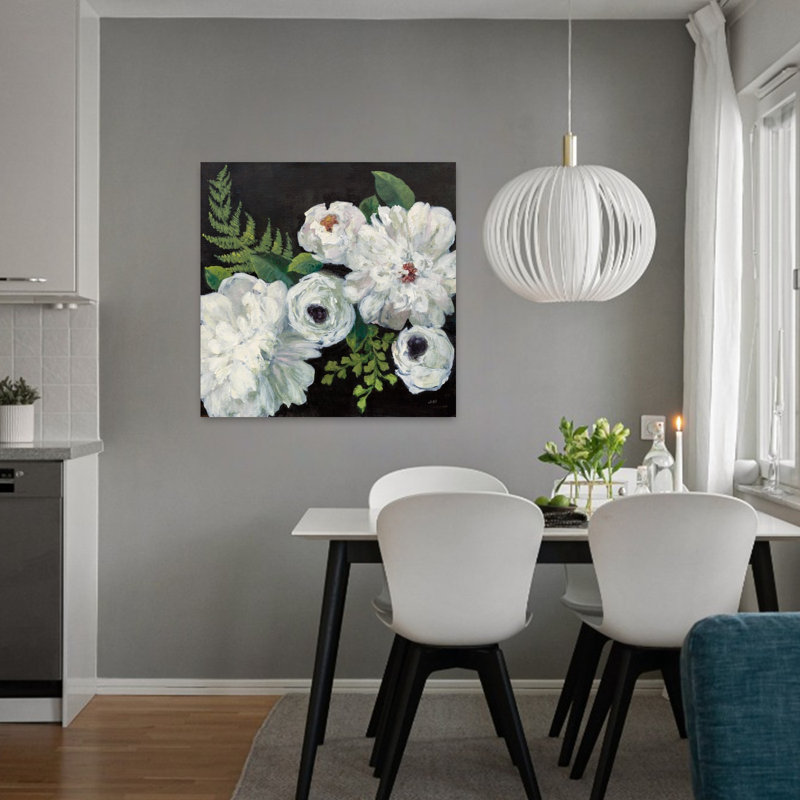Bouquet de minuit contemporain I avec art en bouquet noir, H 32 po x l 32 po