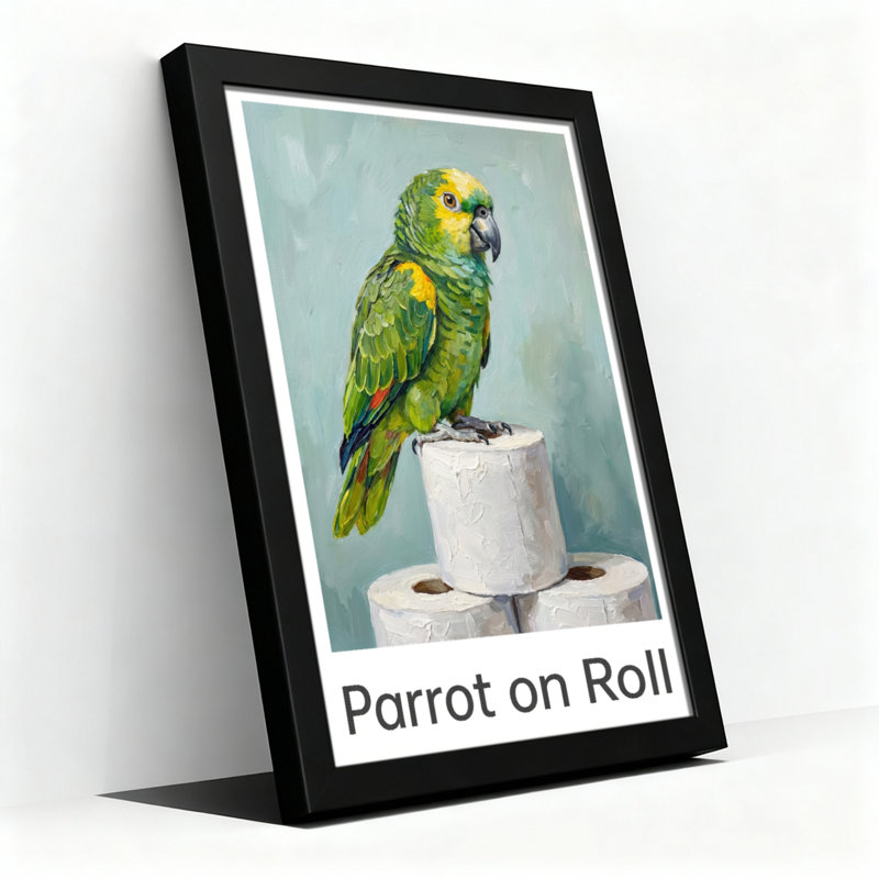 «Parrot On Roll», reproduction d'art sur toile tendue sur toile, ensemble de 1, H 30 po x l 20 po