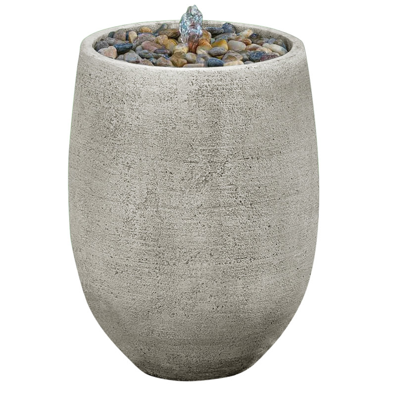 Fontaine en béton Yayla, H 22 po x l 15,5 po x P 15,5 po, Naturel