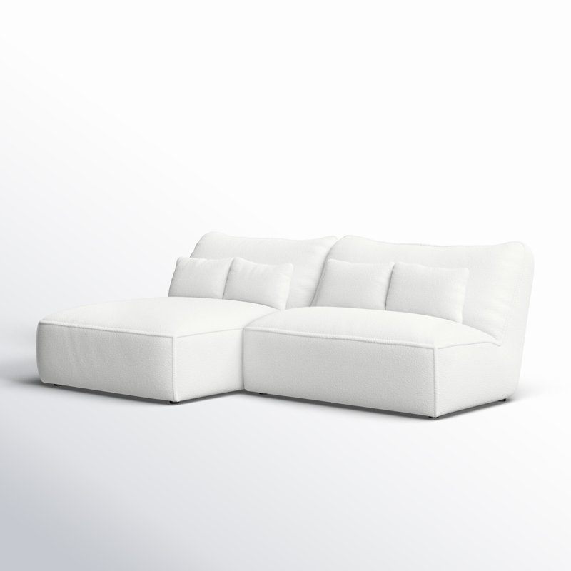 Alston 2 - Piece Modular Upholstered Chaise L-Sectional, White Polyester