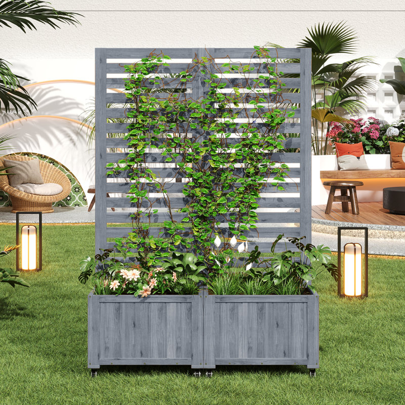 Wood Planter Box, Grey