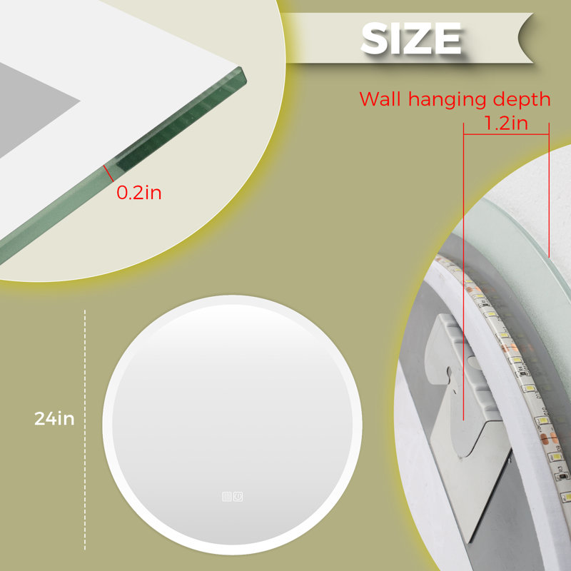 Miroir de salle de bain Deosha, 24,02 po x 24,02 po
