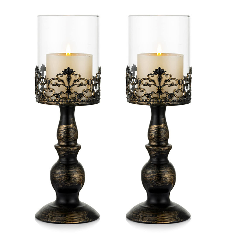 2 Piece Metal Candlestick Set