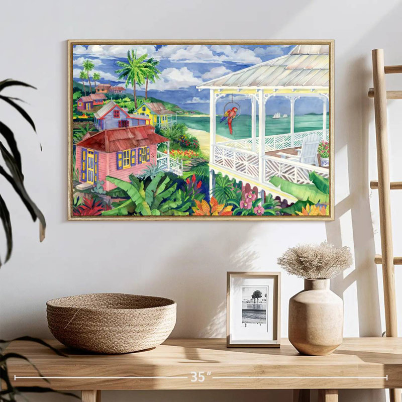 Baie Caribe, Cadre flottant en bois naturel, 25 po x 17 po