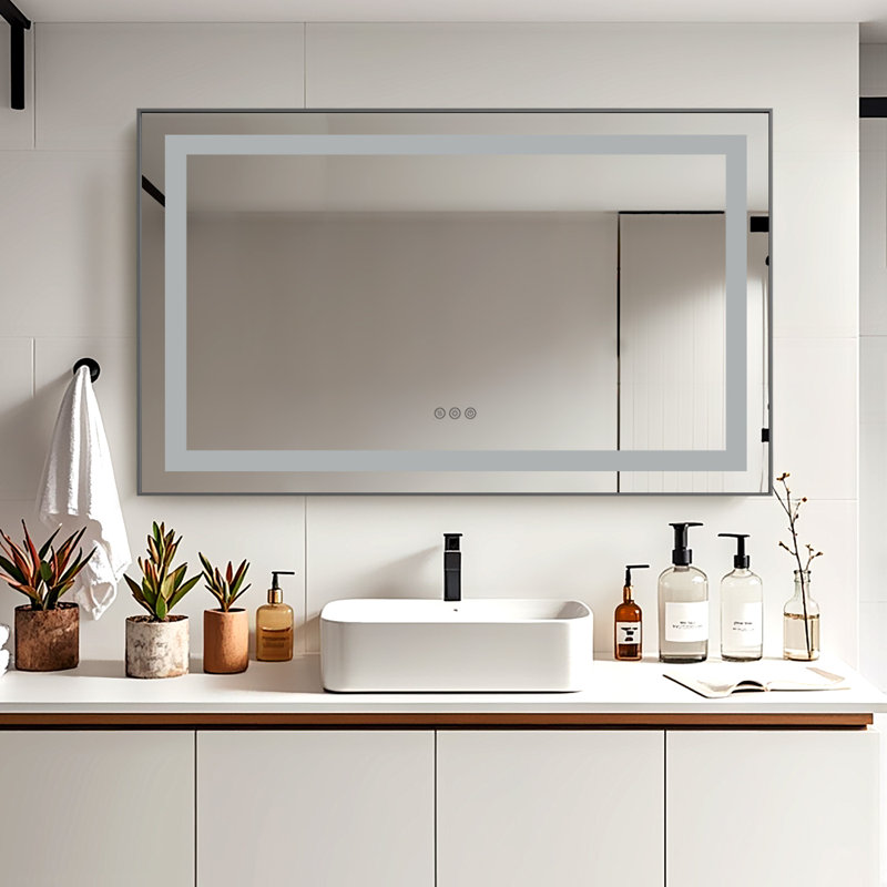 Led Mirror Bathroom Vanity Mirror With Back Light,wall Mount Multifunctional Vanity Mirror,aluminium Frame, 24" x 48"