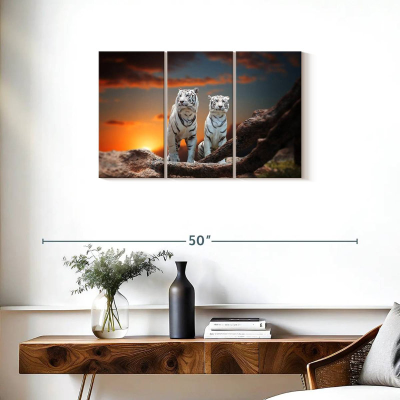 Brampt Wild White Tigers, 20" H x 33" W