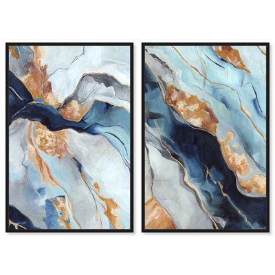 Blush Pink Whimsy Blue Art 2 Panel Set Canvas Print by 