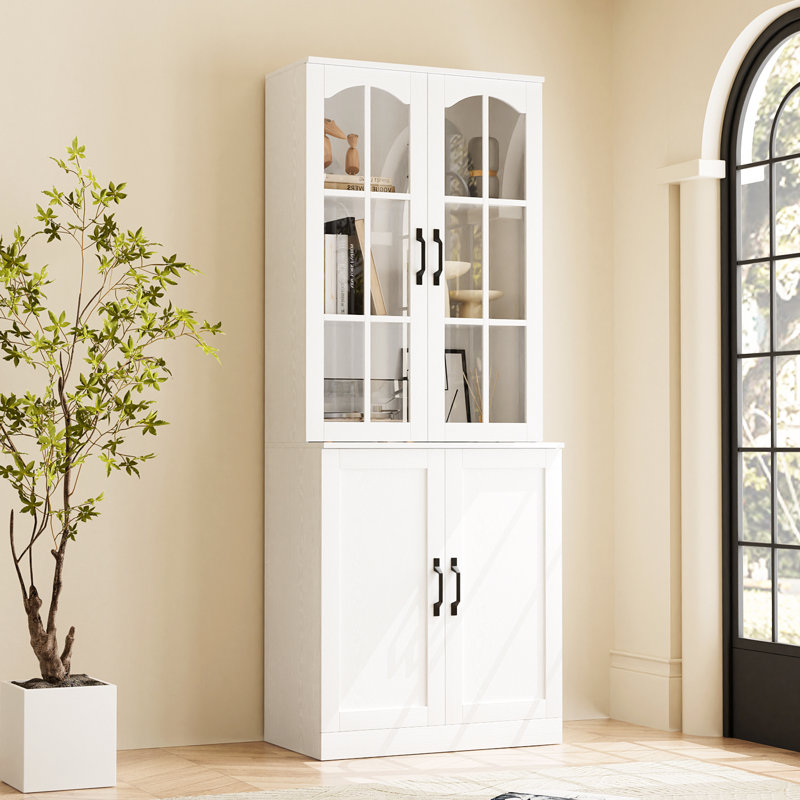 Garde-manger 71 po x l 23,6 po avec bibliothèques et huche de porte en verre