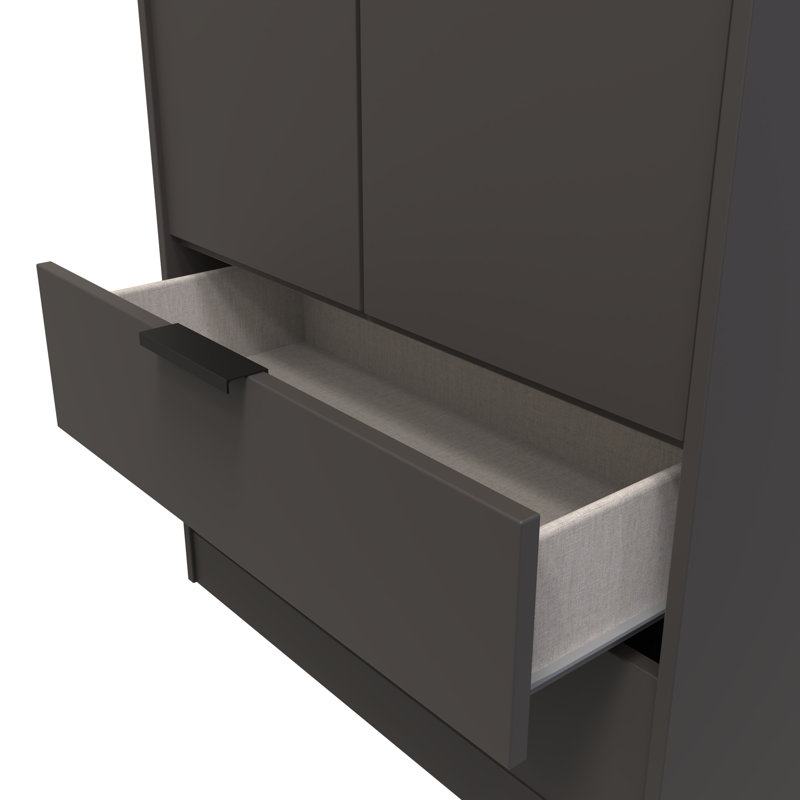Fully Assembled Tuckerton Wardrobe, Graphite Matt Veneer, 197cm H x 74cm W x 53cm D