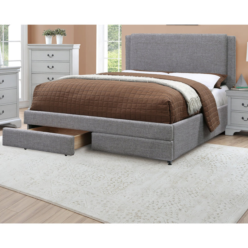 Ensemble de lit 1 pièce Contemporary, Gris clair, Lit double