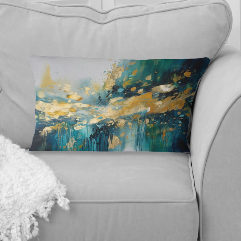 Coussin Golden Explosion Triangles IV - Abstract