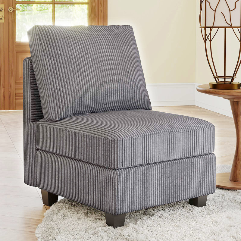 Fauteuil en velours côtelé Vevey, Velours côtelé gris
