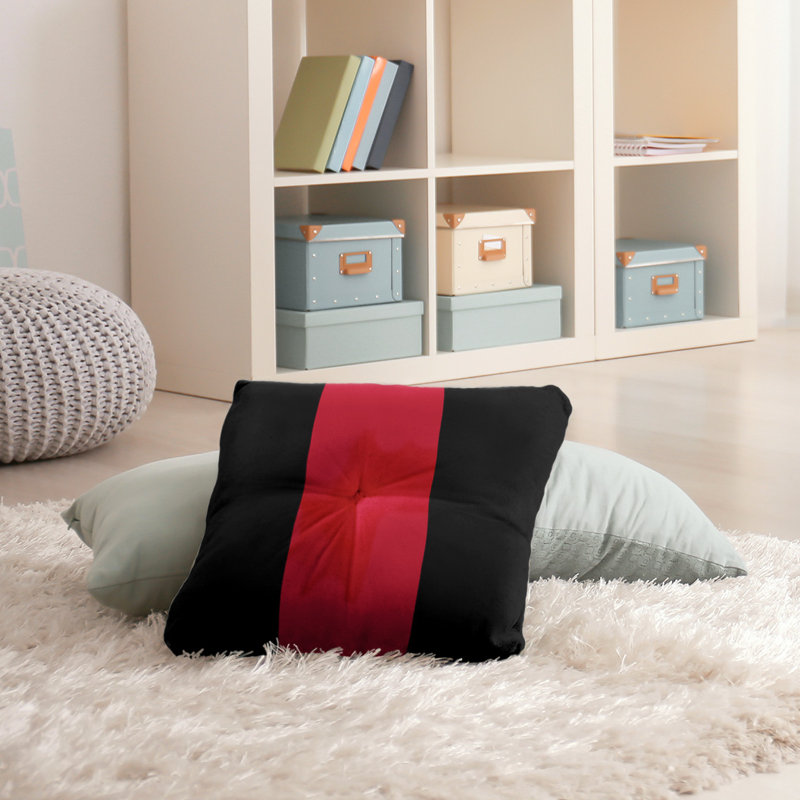Coussin de sol touffeté retour atlanta, 30 po x 30 po, Noir / Rouge