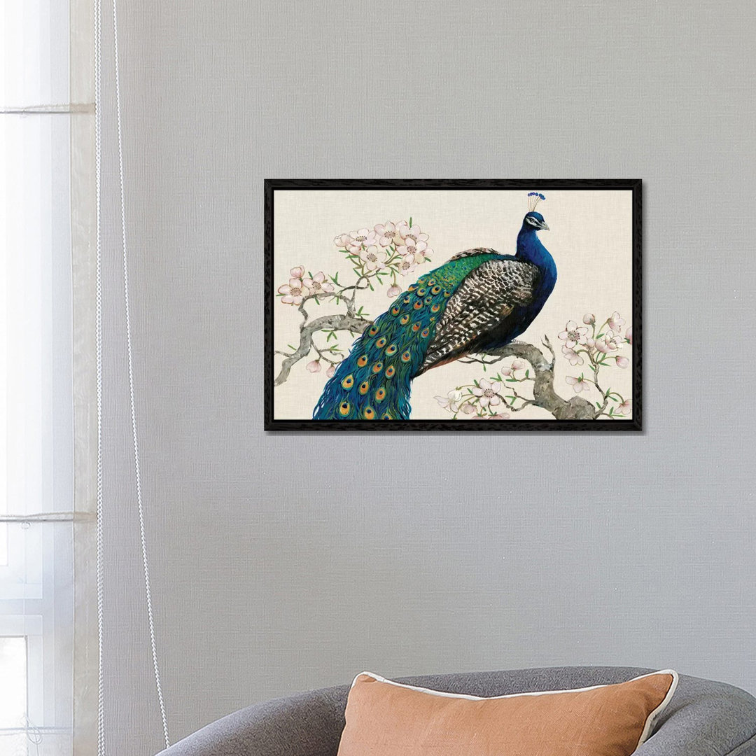 Peacock & Blossoms I von Tim OToole - Galerie-verpackte Leinwand Giclée auf Leinwand