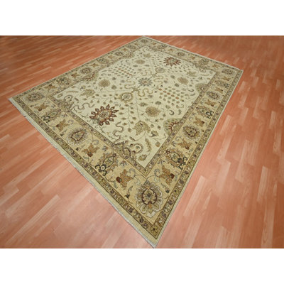 7'11" x 10'0" New Hand Knotted Ivory Wool Rectangle Oriental Rug - MOA10276379