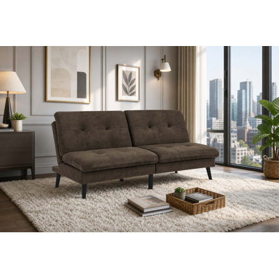 Polyester Blend Easy Convert Futon with Tufted Comfort