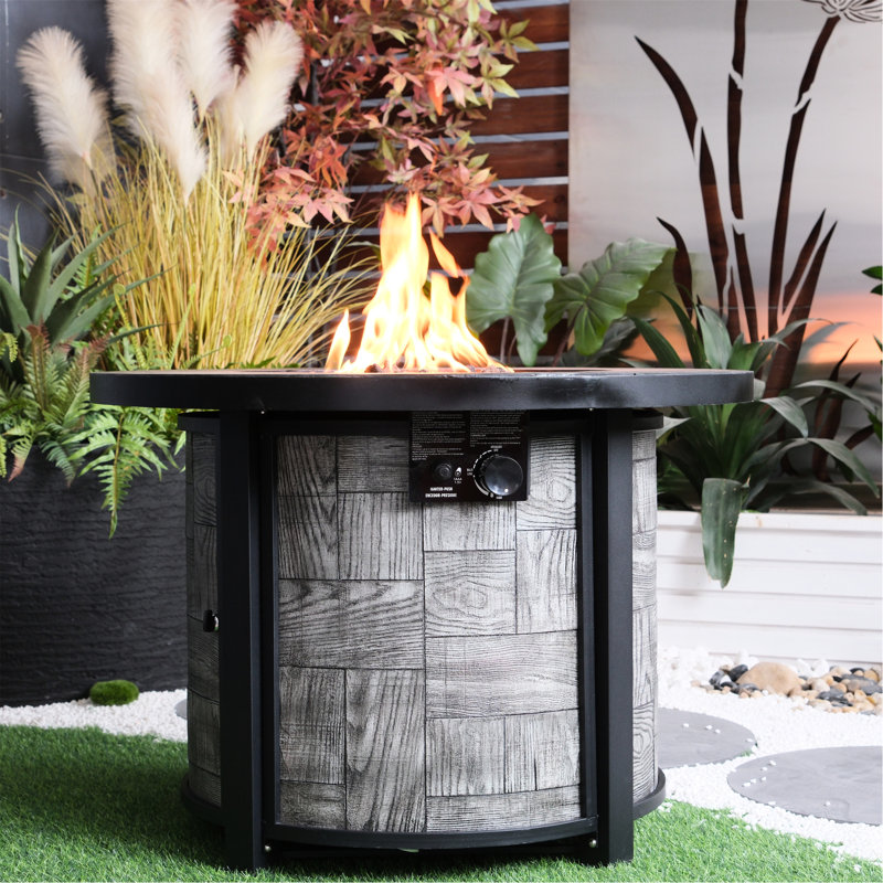 Foyer carré en béton carré - 50 000, propane, pierres de lave, housse de table imperméable pour patio de jardin au propane avec
