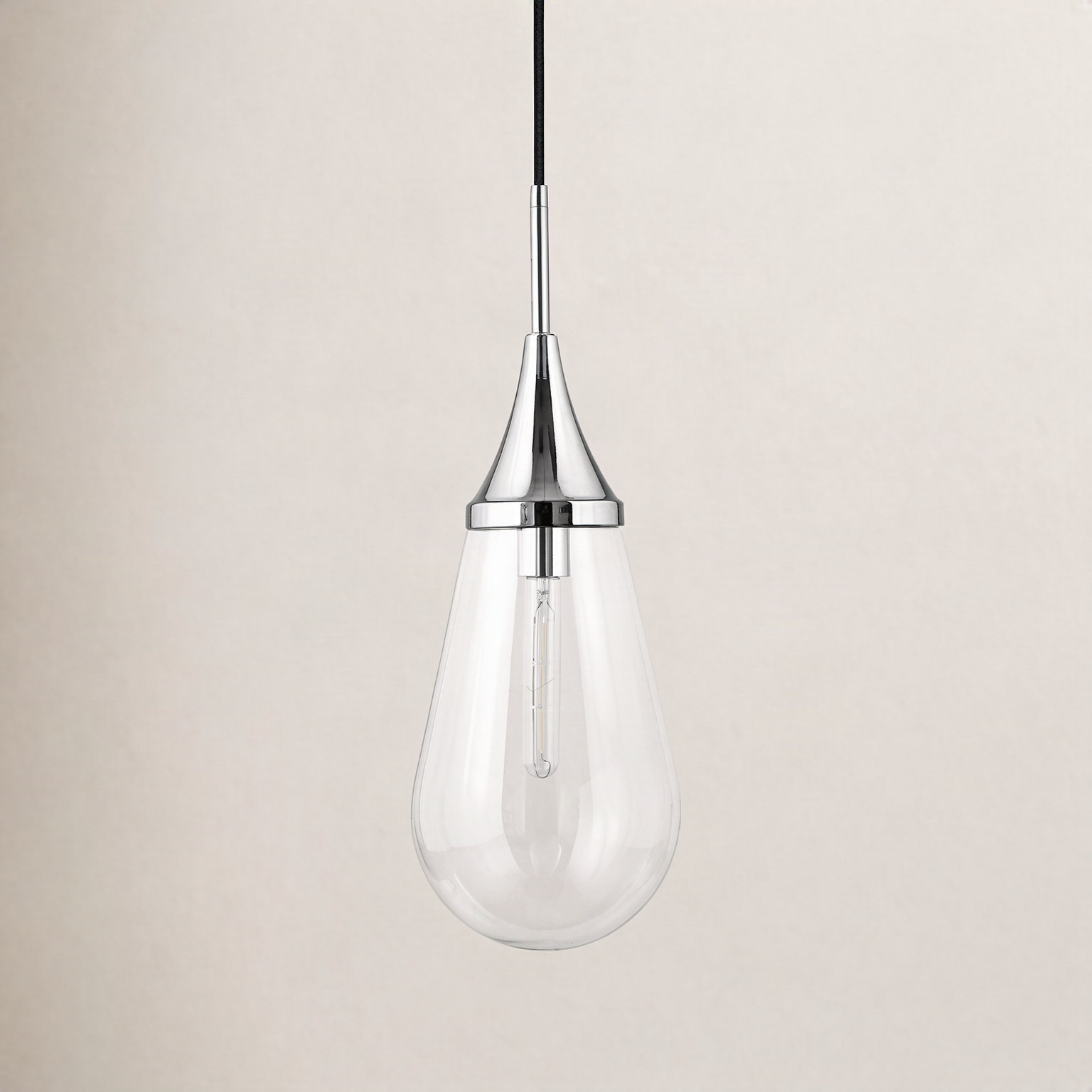 Hoye Single Light Glass Dimmable Pendant, 13.88"H x 8.63"W x 8.63"D, Clear, Sliver