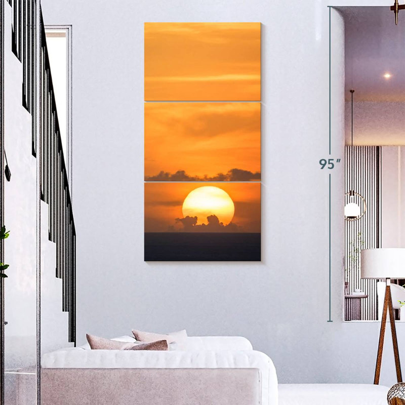 Coucher de soleil brillant des Antilles, H 27 po x l 12 po