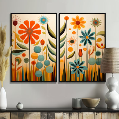 Red Mid Century Mod Nature - Art mural moderne Mid-Century