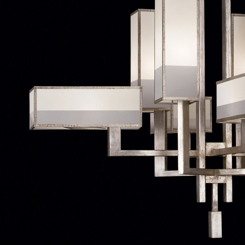 Lustre carré 42 po Perspectives, Argent