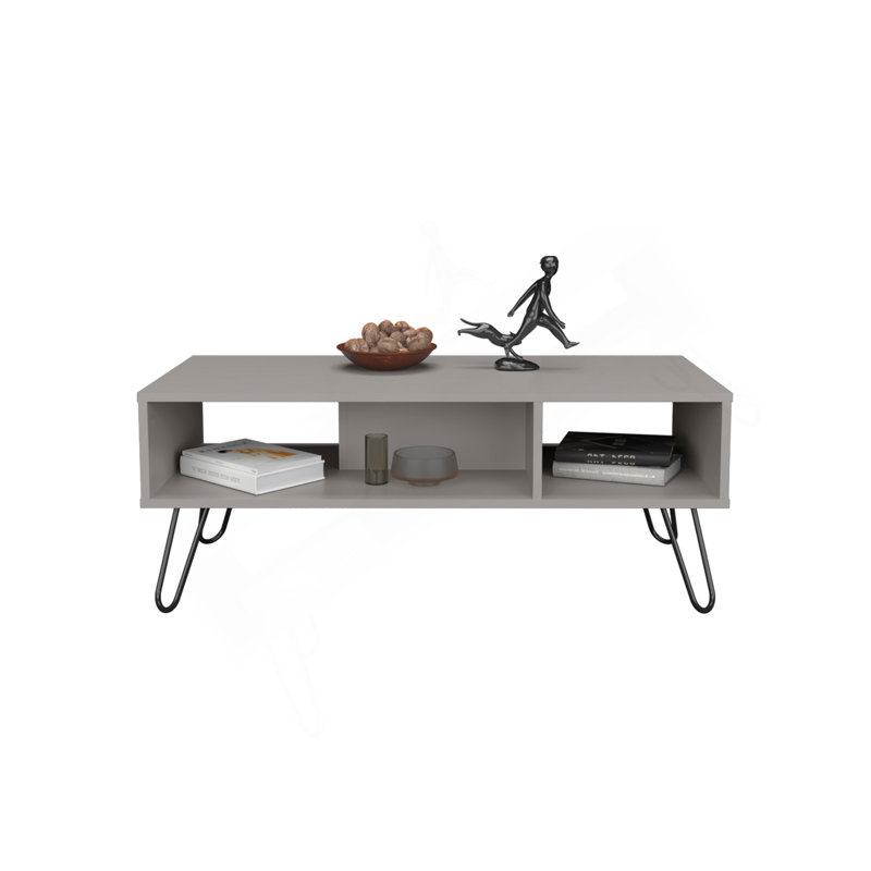 Table basse, quatre pieds, deux tablettes, Blanc