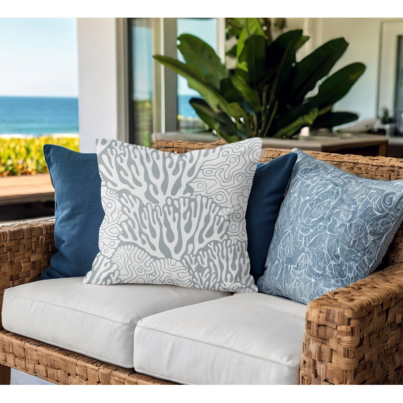 Barnon Outdoor Reversible Throw Pillow, Gray