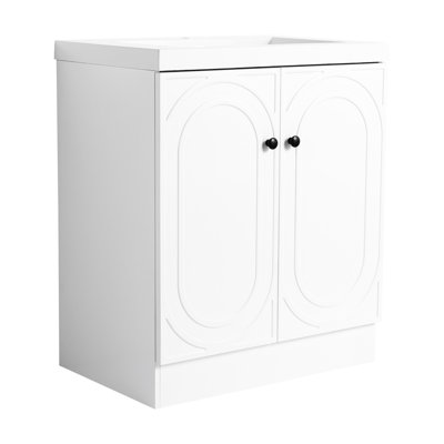 Meuble-lavabo moderne 30 po avec lavabo et charnières en résine blanche