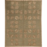 Hand-Knotted High-Quality Green Area Rug