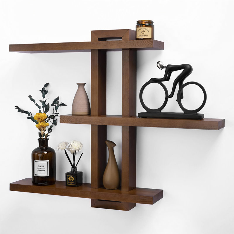 Rashanda 3 Piece Pine Tiered Shelf, Light Walnut