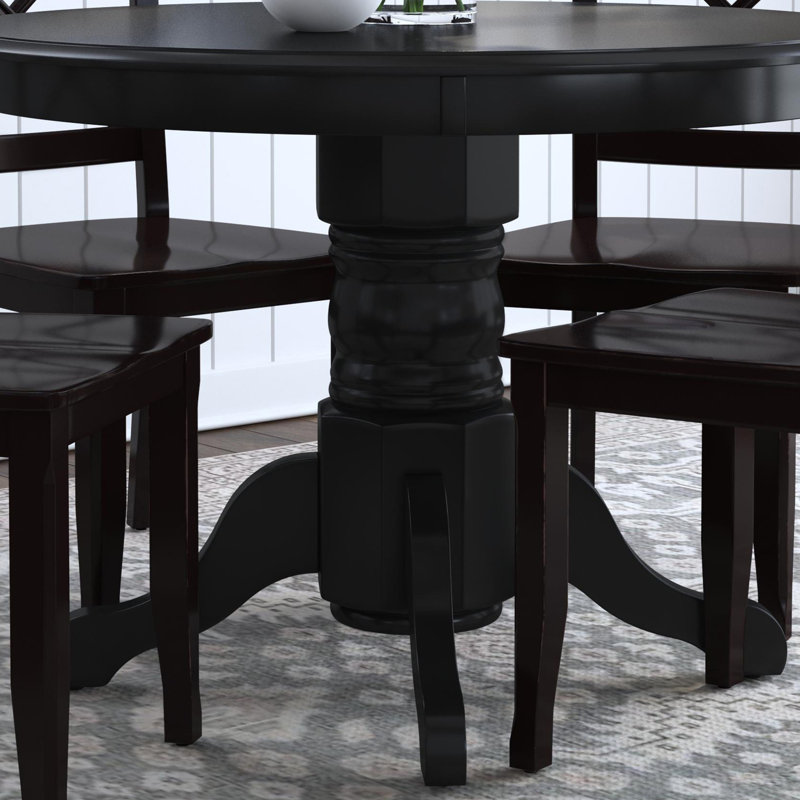 Standridge 4 - Person Solid Wood Top Pedestal Dining Set, Black