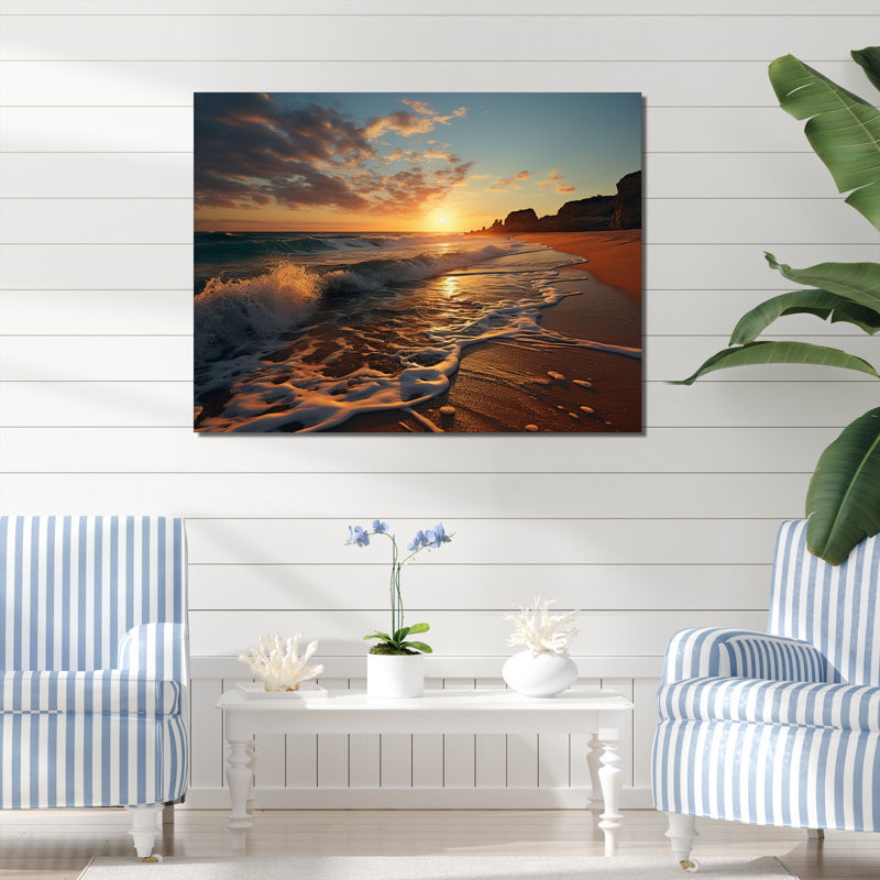 «Beach Golden Coast III», reproduction sur toile, H 24 po x l 32 po x P 1 po, Toile tendue