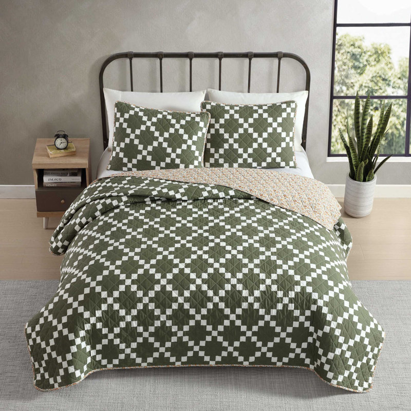 Eddie Bauer Garden Bloom Cotton Quilt Set, Twin Quilt + 1 Standard Sham, Blue