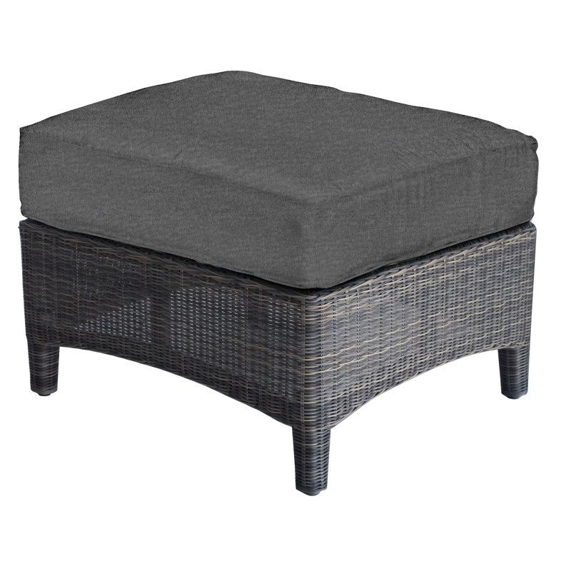 Bella Wicker Teak Outdoor Ottoman, Cast Charcoal, Brown