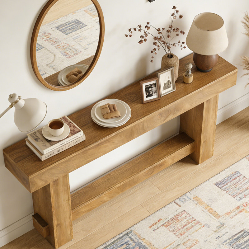 Wooden Farmhouse Sofa Hallway Console Table
