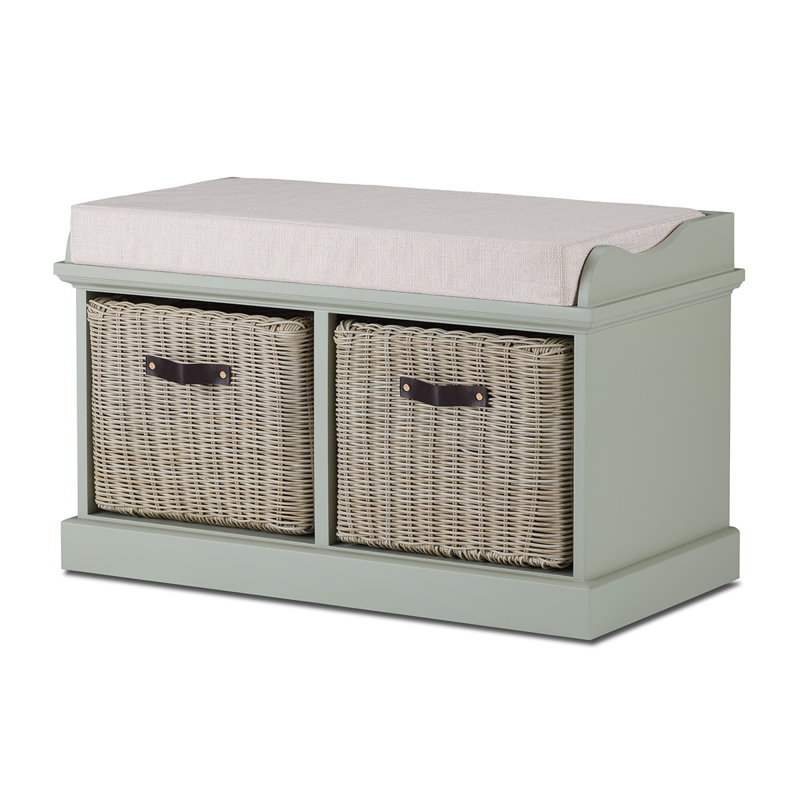Anise Upholstered Storage Bench, Sage Green/Brown