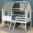 Emera Low Loft House Bed With Guardrails-1659283528