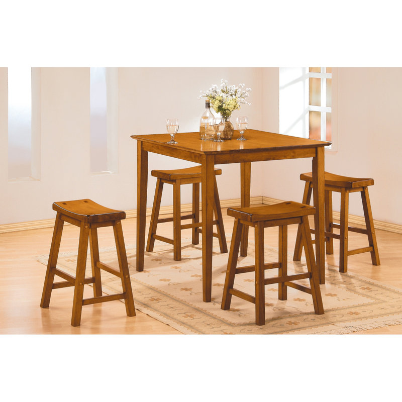 Ensemble de 2 tabourets de salle à manger décontractés en bois massif, Brun