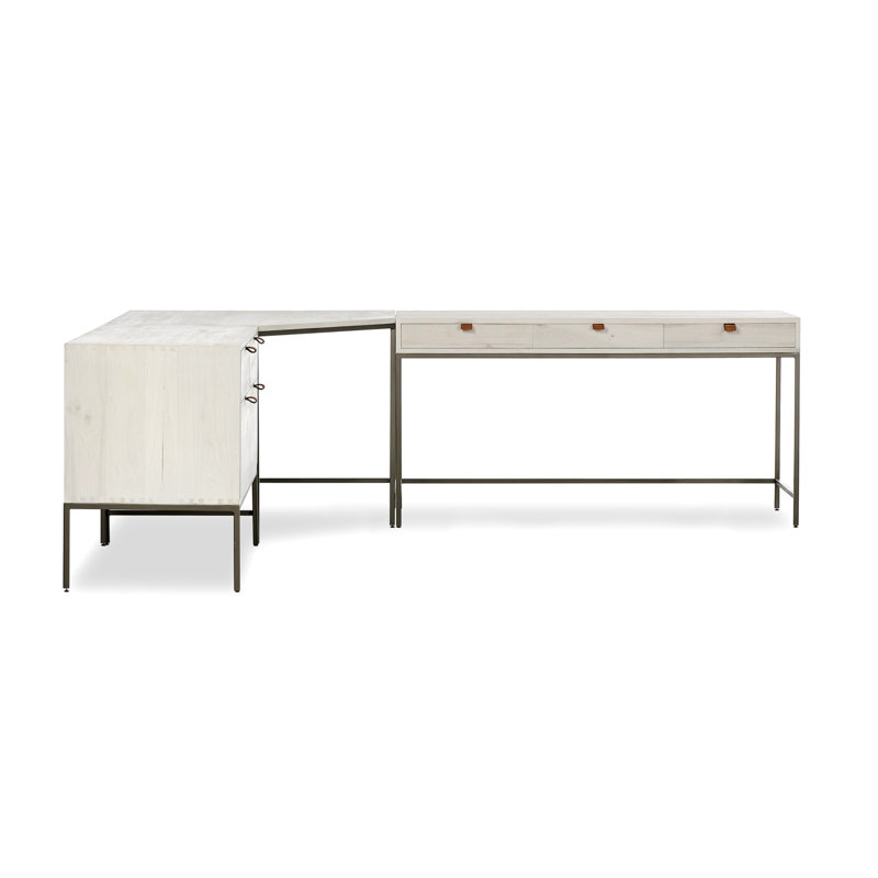 Trey Solid Wood Modular L-Shaped Executive Desk, Dove Poplar